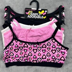 Simply Adorable Girls 5 Pack Training Bras Bralettes Size Large Pink Black NWT